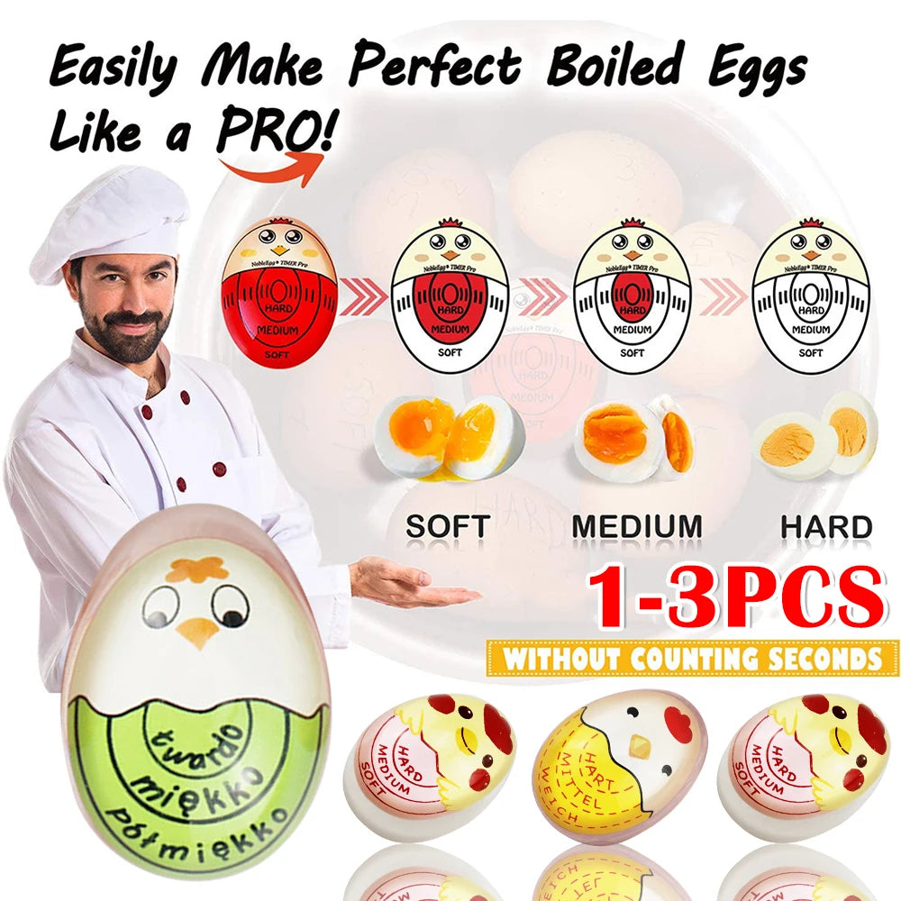 1-3pc Color Changing Timer Yummy Boiled Eggs Cooking Kitchen Egg Timer Alarm Tools Mini Egg Boiling Timer Boiled Egg Alarm Timer